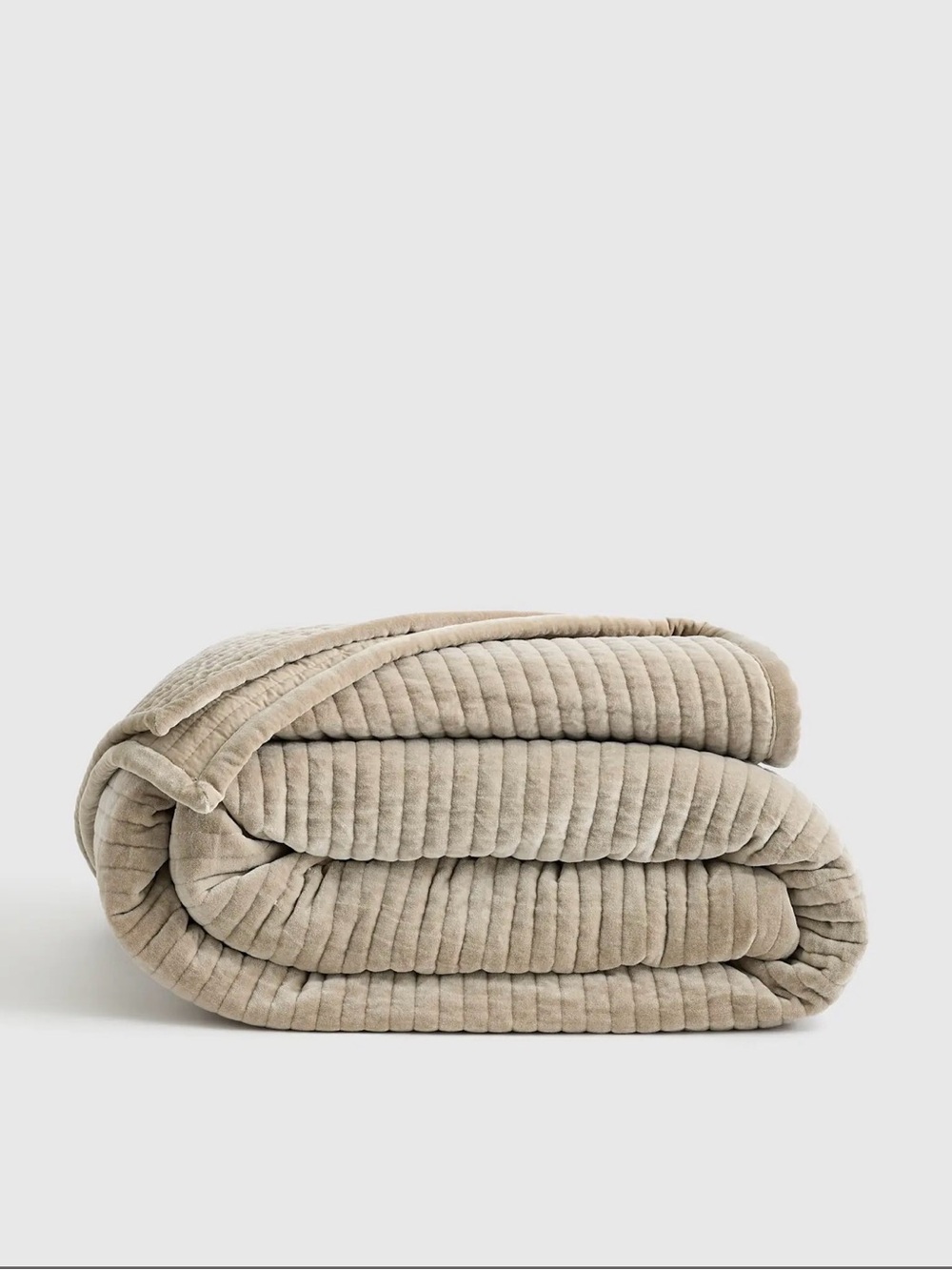 Quince Cotton Velvet Vertical Channel Quilt King Light Taupe SOLD OUT online 🤎